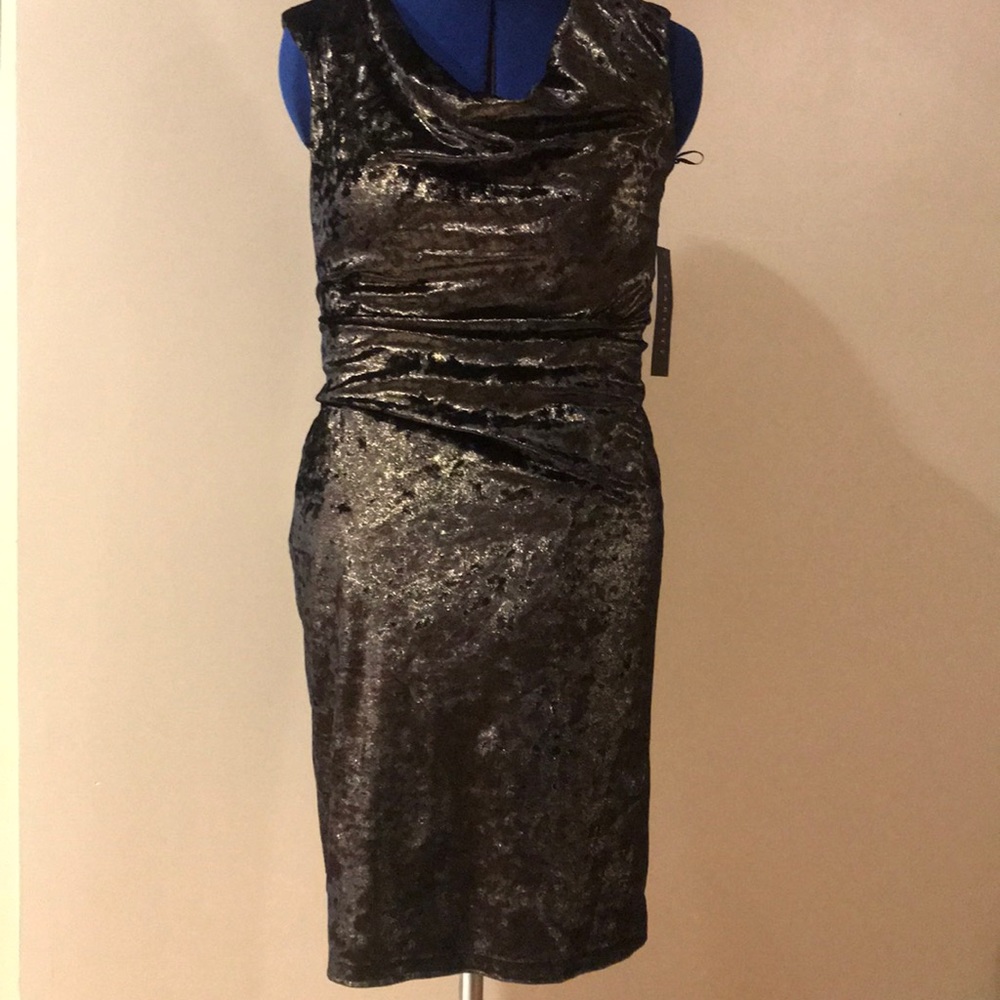 Scarlett Cosmic Black & Metallic Gold Velour Dress